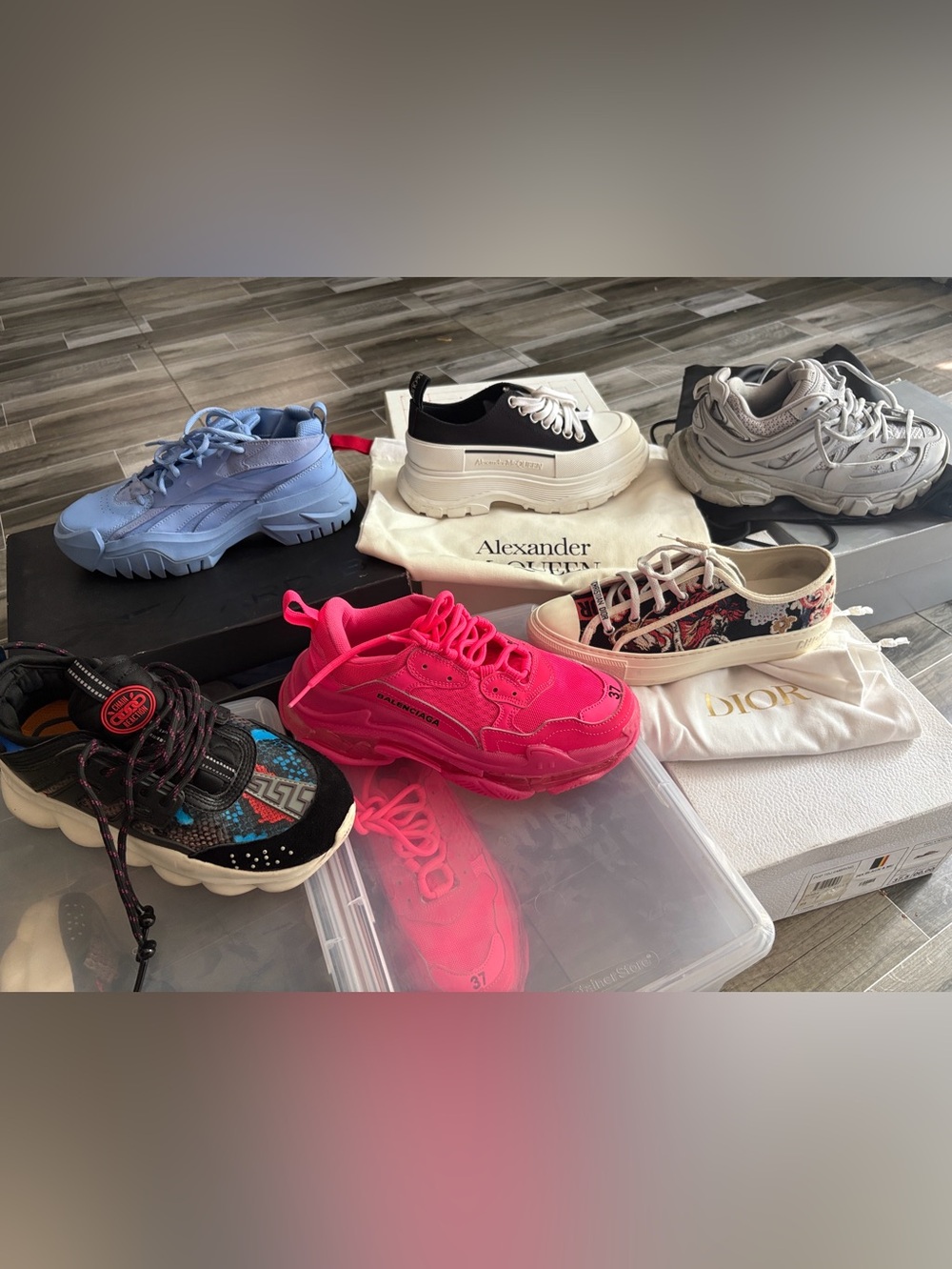 Dior Hot Pink Chunky Logo Sneakers